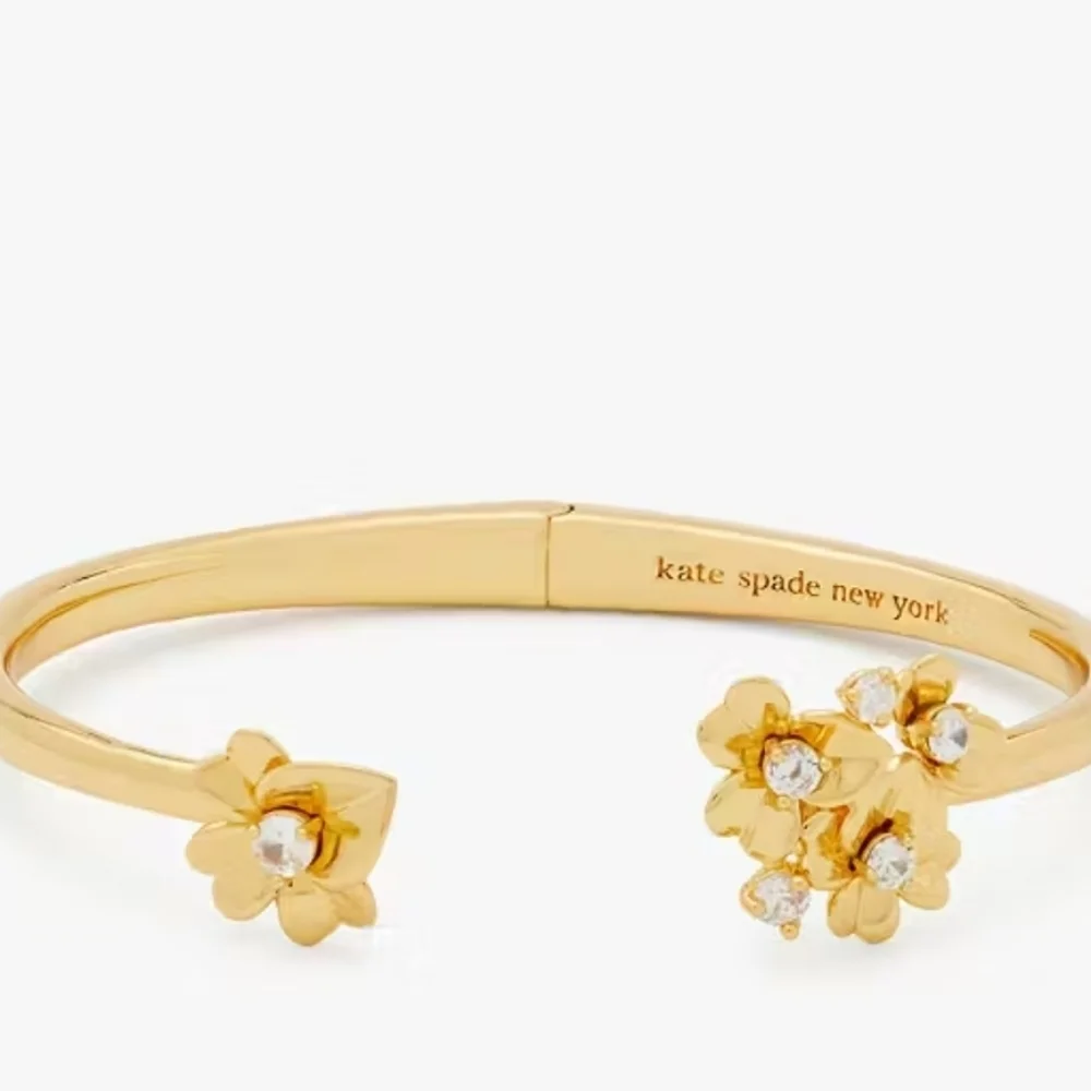 💛🔹️Kate Spade🔹️ Precious Pansy Gold Floral Hinge Cuff Bracelet